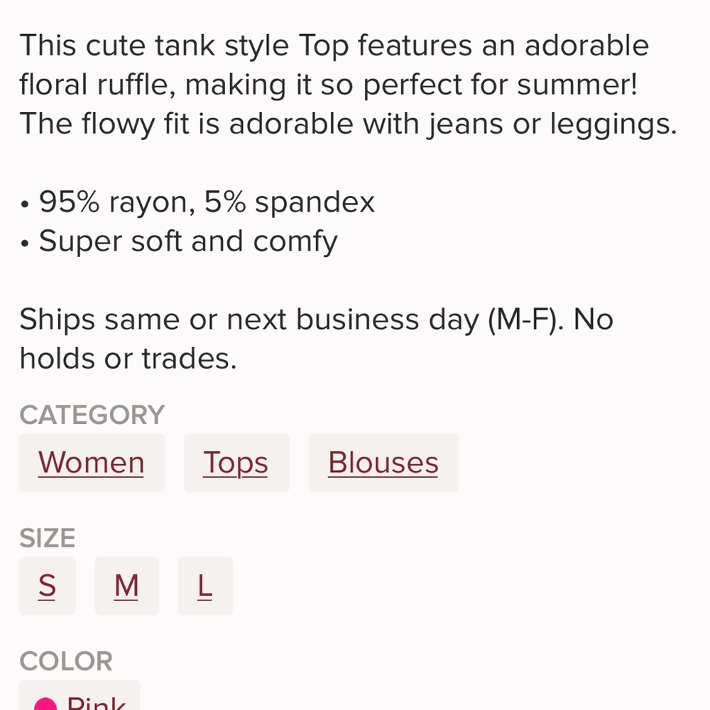 Double Ruffle Pink Tank Top - Picture 3 of 4